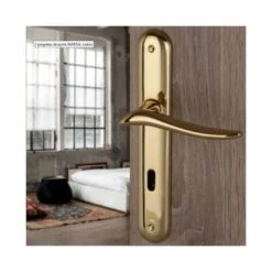 Poignée De Porte Intérieure Design En Laiton Poli Sur Plaque Clé L Entraxe 195 Mm, MARISA