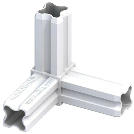 Connecteur Angle 90°C Blanc 3 Embouts 23.5mm Pour Tube Alu Et Pvc