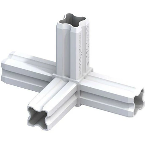 Connecteur De Jonction - 90° à 4 Embouts - Blanc Pour Tube Alu Et Pvc