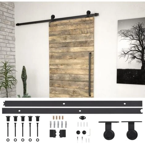 Kit De Fixation Pour Porte Coulissante 183 Cm Acier Noir VidaXL â Image 2