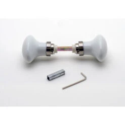 Bouton Double Porcelaine Blanche Base Nickel