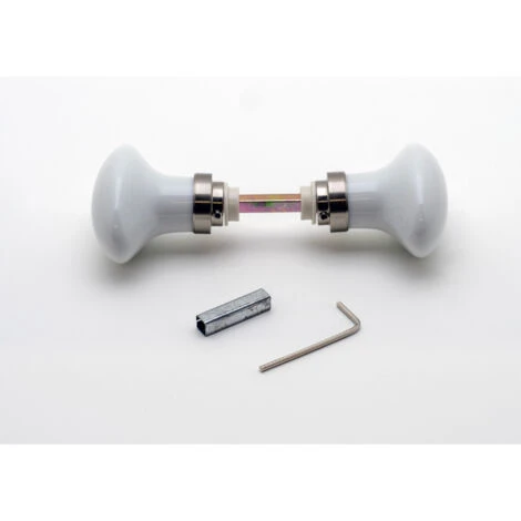 Bouton Double Porcelaine Blanche Base Nickel â Image 2