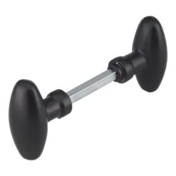 THIRARD - Paire De Boutons Ovoïdes Pour Porte D'entrée, Carré 7x90mm, 1 Portée, Noir