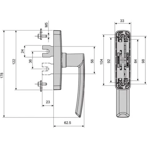 Poignée Crémone Menuiserie Aluminium à 1 Fourche GEA Blanc 9010 – Image 4