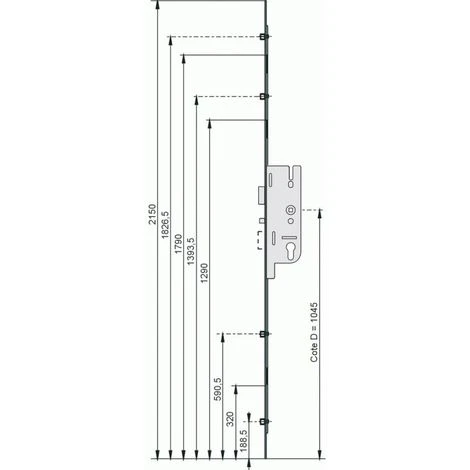 Crémone Serrure - Tétière 16 Mm à 4 Galets Axe 35 Mm Entraxe 92 Mm - GU-Fercomatic – Image 2