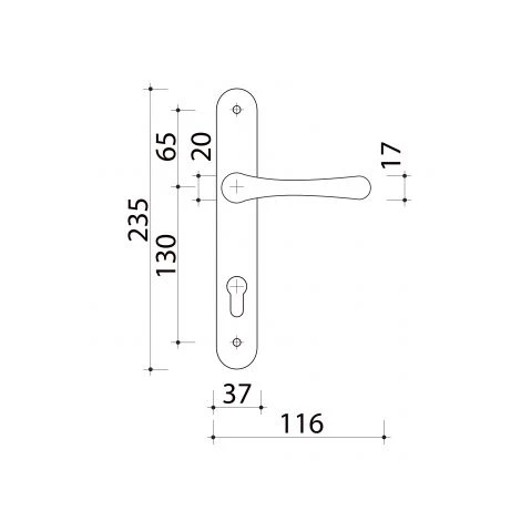 Poignées De Porte Intérieure Design En Aluminium Laqué Blanc Sur Plaque Conda/Déconda Entraxe 195 Mm, Chamrousse – Image 2