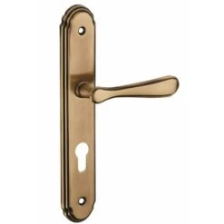 Serrurerie De Picardie - Ensemble De Poignées Pour Porte D'entrée Arthemis Trou De Cylindre, Entr'axes 195mm, Laiton Patiné