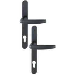 Ensemble De Porte-fenêtre Plaque étroite Atlanta 1530/300LMSGL HOPPE Noir Mat Clé I Entr.92 - ép.58-67 - 3303795