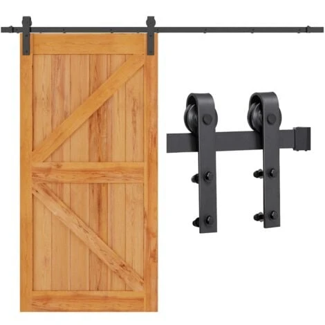 Yaheetech 8ft/244 Cm Kit De Rail De Porte Coulissante Système De Porte Suspendue Pour Garage Cuisine Chambre