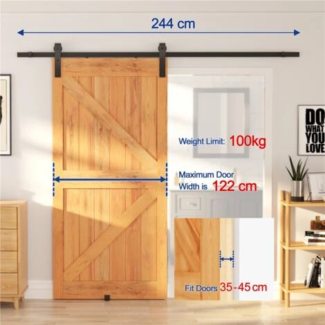 Yaheetech 8ft/244 Cm Kit De Rail De Porte Coulissante Système De Porte Suspendue Pour Garage Cuisine Chambre – Image 2