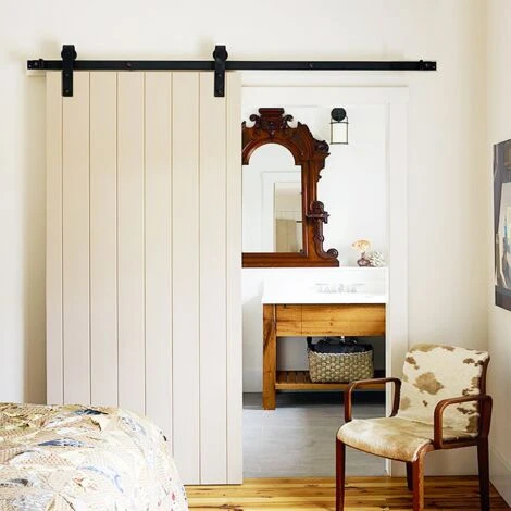 Yaheetech 8ft/244 Cm Kit De Rail De Porte Coulissante Système De Porte Suspendue Pour Garage Cuisine Chambre – Image 3