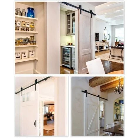 Yaheetech 8ft/244 Cm Kit De Rail De Porte Coulissante Système De Porte Suspendue Pour Garage Cuisine Chambre – Image 4