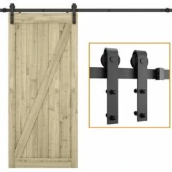IDEGU Quincaillerie Kit De Rail Roulettes Pour Porte Coulissante Hardware Pour Porte Suspendue En Bois Sliding Barn Door - 1.5M