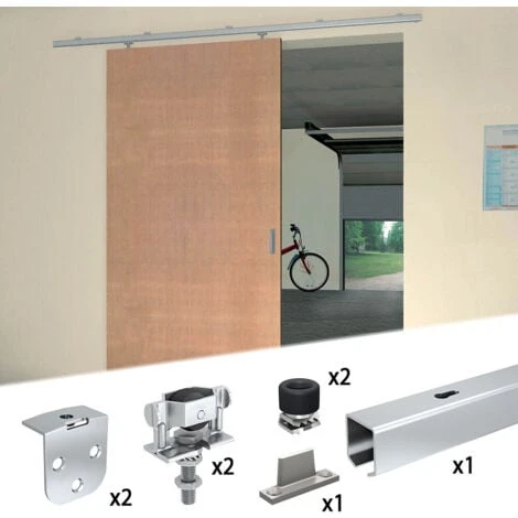 Système Coulissant SLID'UP 1200 Pour 1 Porte Extérieure - Rail 1,55 M Acier Galvanisé - 40 Kg – Image 2