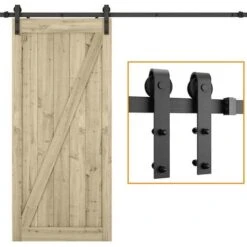 STOEX Quincaillerie Kit De Rail Roulettes Pour Porte Coulissante Hardware Pour Porte Suspendue En Bois Sliding Barn Door - 150cm