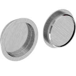 Lot De 2 Poignées à Encastrer Rondes, Acier Finition Satiné