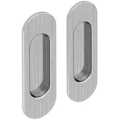 Lot De 2 Poignées à Encastrer Ovales, Acier Finition Satiné