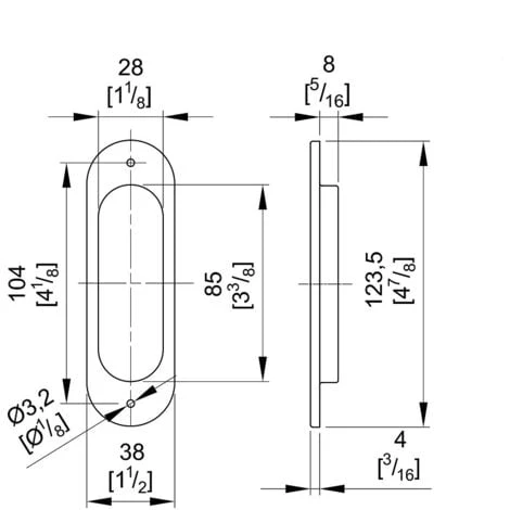 Lot De 2 Poignées à Encastrer Ovales, Acier Finition Satiné – Image 4