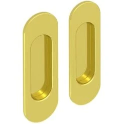Lot De 2 Poignées à Encastrer Ovales, Acier Finition Doré