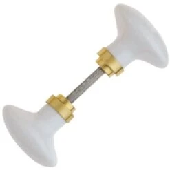 ALPERTEC - Ensemble Boutons De Porte Olive Porcelaine Blanc