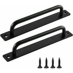 Poignee Porte Coulissante, 2 Pièces Poignée De Porte Grange, Poignée De Porte En Noire, Poignées De Porte Intérieure Extérieure Avec Vis, Pour Cuisine, Meubles, Armoires, Placards, Portes