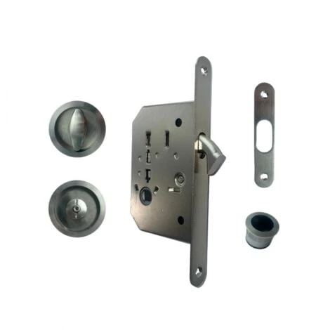 Serrure Pour Porte Coulissante à Crochet + Rosaces + Poignée + Tire Doigt