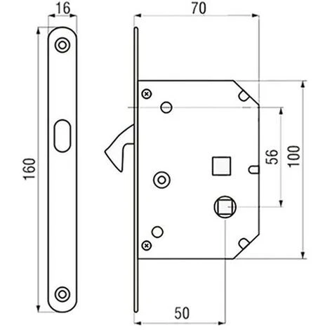 Serrure Pour Porte Coulissante à Crochet + Rosaces + Poignée + Tire Doigt – Image 2
