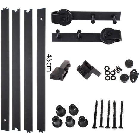 183cm/6FT Kit De Quincaillerie Pour Porte Coulissante Système De Rail Suspendu Pour Porte Grange Coulissante – Image 5