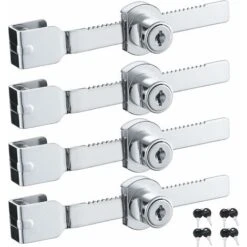Lot De 4 Verrous De Porte Coulissante En Verre Avec Finition Chromée, Clés Identiques,petites,GU.B/bon