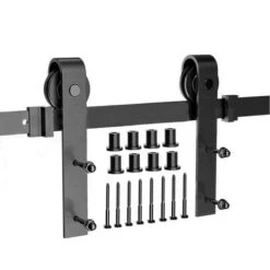 Hofuton 300cm Quincaillerie Kit De Rail Pour Porte Coulissante - Ensemble Kit Pour Porte Suspendue Système De Porte Avec Roulette Et Rail - Noir