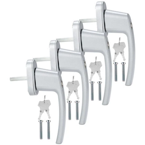 SWANEW Poignée De Fenêtre Poignée De Fenêtre Alu Verrouillable Aluminium Serrure Set Design Gris 4X