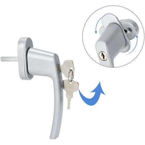 SWANEW Poignée De Fenêtre Poignée De Fenêtre Alu Verrouillable Aluminium Serrure Set Design Gris 4X – Image 3