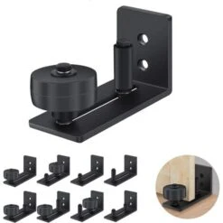 1pcs Guide De Porte Coulissante Robuste En Acier-au Carbone Noir-Rouleau Réglable-Système De Fixation Murale