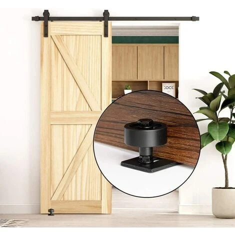 1pcs Guide De Porte Coulissante Robuste En Acier-au Carbone Noir-Rouleau Réglable-Système De Fixation Murale – Image 3