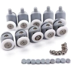 10pcs Porte De Douche Galet Ajustables Dual Rouleau Roulettes Cabine De Douche Pour Salle De Bain 25mm 5 Supérieures Et 5 Inférieure