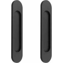 Lot De 2 Poignées De Porte Coulissantes Ovales Auto-adhésives En Alliage D'aluminium Noir Mat Sans Perforation Pour Portes Coulissantes De Grange, Fenêtres, Armoires