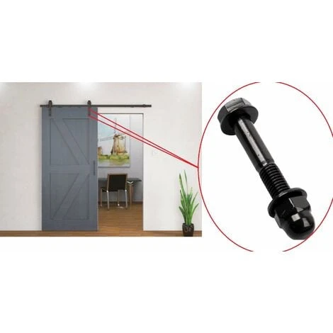 2x Boulon (vis + écrou) Fixation Porte Coulissante M10 X 65mm Cuisine Placard Verrière Meuble Noir – Image 2
