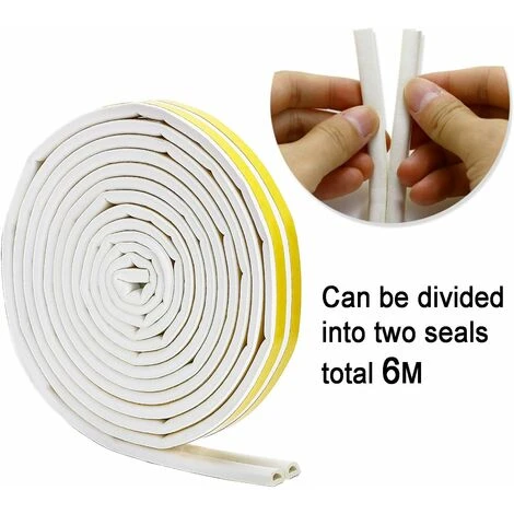 Joint Porte,Oi-FRIS Joint Fenêtre Pvc D Profil, Calfeutreur Les Porte Et Fenêtres Avec Forte Adhérence, Isoler Du Bruit Et Anti-intempéries, 6 Metres (Blanc) – Image 4