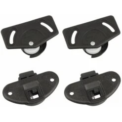 2x Garniture Complète Pour Porte Coulissante Monture Et Guide En Plastique Rail Fourniture Coulisse, Noir