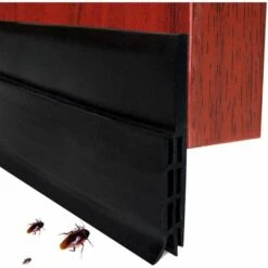 Bas De Porte Adhésif Souple En Silicone Isolation Thermique Bande D'étanchéité Anti-bruit Anti-poussiÚre Air Froid Anti-souris Fourmi Cafard Insectes (100 Cm X 5 Cm Noir)