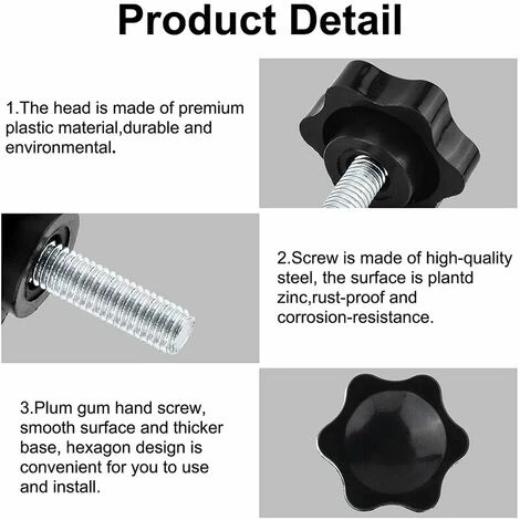 6-Pack M8x25mm Vis De Pouce, étoile En Plastique Moletées Bouton De Serrage à Vis Thumbscrew -Versailles – Image 4