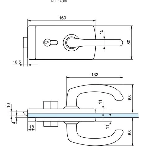 Serrure De Milieu Cylindre Béquille à Déport LAGUNE 15 Chromé Mat 4360 10 Mm - STREMLER - 4360.31.4 – Image 3