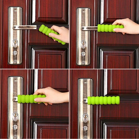 Couvercle De Poignée De Porte Protecteur En Caoutchouc Nitrile Manchon En Spirale Vert 2 Pièces 13.5 3.5cm – Image 2