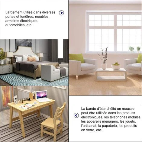 Joint Porte Fenêtre, Joint De Mousse Adhésive Pour Porte D'Entrée, Bande En Néoprène Anti-froid, 2 Rouleaux 12mm(l) X6mm(H) X6m(L), Noir Et Jaune (chacun 3m) – Image 5