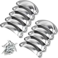 10pcs Poignée De Tiroir Vintage Poignée De Coquille Bouton De Porte Poignée De Meuble Cuisine Poignée Bouton En Forme De Coquille Poignée Bouton De Porte Décoration Rétro Pour Meuble Tiroir, Avec Vis