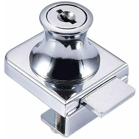 Serrure De Porte En Verre,Serrure En Acier Chromé,écran En Verre De Verrouillage,Serrure Pour Des Portes En Verre Serrure Vitrine Avec, Pour La Porte En Verre De 5-8mm Foret Avec 2 Clés