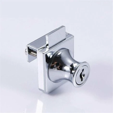 Serrure De Porte En Verre,Serrure En Acier Chromé,écran En Verre De Verrouillage,Serrure Pour Des Portes En Verre Serrure Vitrine Avec, Pour La Porte En Verre De 5-8mm Foret Avec 2 Clés – Image 3