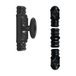 Fausse Crémone ROLLINGER Rustique Noire - Bouton N°6 - Pour Tringle 16 X 8 - CRD168BT6BV