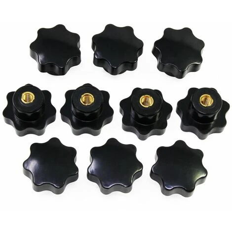 M6 Boutons En étoile, Bouton Moleté à Filetage Femelle, Poignée En Plastique Noir Boutons De Serrage Pour équipement Mécanique