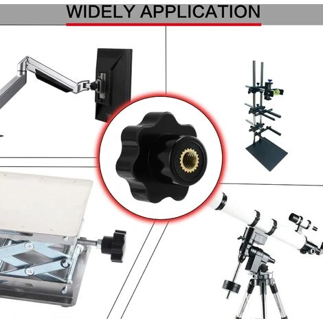 M6 Boutons En étoile, Bouton Moleté à Filetage Femelle, Poignée En Plastique Noir Boutons De Serrage Pour équipement Mécanique – Image 3